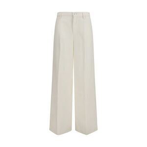 7FOR White Cotton Casual Women's Pants